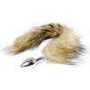 Tmavo hnedý líščí chvost s kovovým análnym kolíkom 45 cm