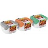 Curver Square Dóza mint sivá broskyňová 3 x 800 ml 15,5 x 15,5 x 11 cm