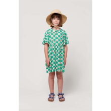 Bobo Choses dievčenské bavlnené šaty mini áčkový strih 124AC127 zelená