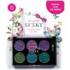 Lukky Paleta očných tieňov s trblietkami a štetcom Odtiene zelenej a purpurovej