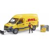 Bruder 2671 MB Sprinter DHL s řidičem a přepravním košem 1:16