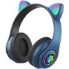 Zaparkorun Bezdrôtové LED slúchadlá Cat Ears - Modrá