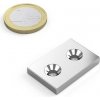 Neodymový magnet kváder 30 × 20 × 4 mm, 2 otvory M4, sila 7 kg