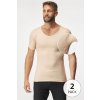 MEN-A 2 PACK Neviditeľné tričko pod košeľu MEN-A s potítkami béžová S