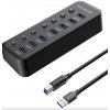 PremiumCord USB 3.2 Superspeed HUB 7-portový s vypínačmi portov KU3HUB7A