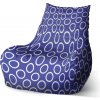 Sablio Sedací vak Bean Biele korunky na modrej - 100 x 90 x 45 cm