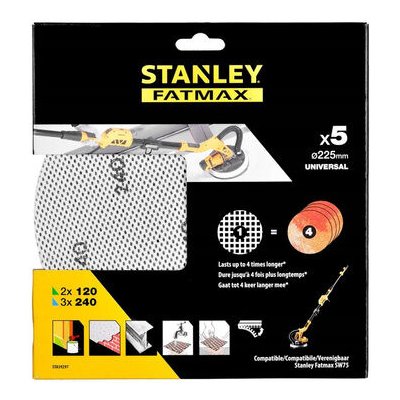 Stanley STA39297P / Brúsny papier / 225 mm / 2x 120g amp; 3x 240g (STA39297P)