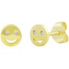 Silvego Strieborné/pozlátené náušnice smajlík Bando s Brilliance Zirconia DCC1605008EGP