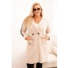 Legínovo Dámsky kabát Plus Size z umelého barančeka s vreckami béžový Farba: Bordová, Veľkosť: UNI