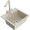 Mexen Milo, granitový drez 435x410x171 mm, 1-komorový a béžová batéria Duero, béžová, 6505-69-671600-69