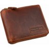 Kožená bezpečnostná peňaženka na zips GREENLAND RFID 3111 hnedá