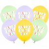 Party Latexové balóny Happy Birthday pastel mix 6 ks 30 cm