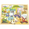 Puzzle na podstavci Viga 44585 48 dielikov - spoznávanie stavebných strojov