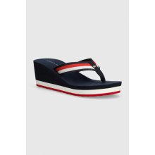 Tommy Hilfiger CORPORATE WEDGE BEACH SANDAL dámske tmavomodrá na kline FW0FW07987