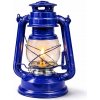 Modrá kovová petrolejová lampa - Retro lampáš na záhradu a terasu 24 cm Veľkosť: 23 cm