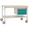 Manuflex BB5371.5021 Kompletný príručný stolík BASIS mobile s melamínovou doskou + spodná konštrukcia skrinky, š xhxv: 1250 x 800 x 850 mm, vodná modrá; BB5371.5021