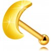 Šperky eshop - Piercing do nosa zo 14K žltého zlata - plochý lesklý mesiačik S1GG240.06