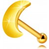 Šperky eshop - Piercing do nosa zo 14K žltého zlata - plochý lesklý mesiačik S1GG240.06