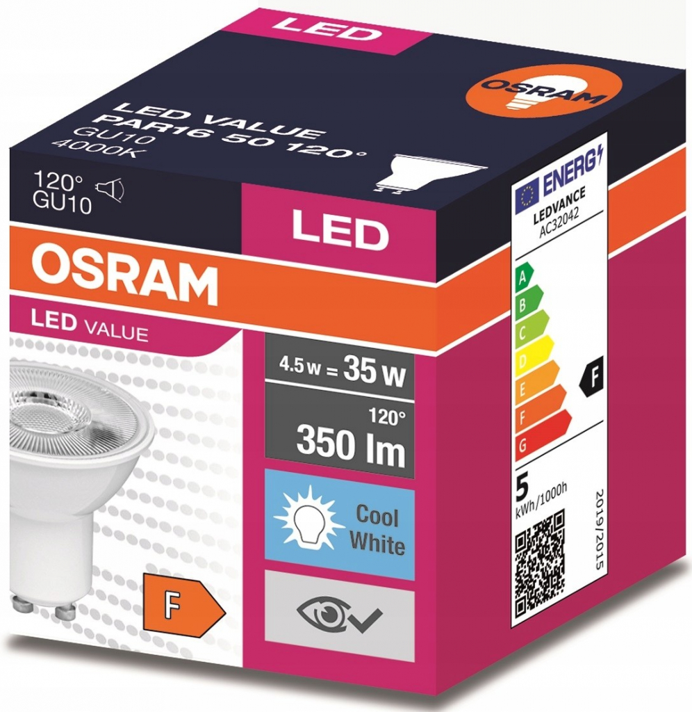 Osram VALUE PAR 16 50 120° 5 W/4000K GU10 biela