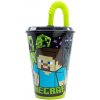 Detský pohárik so slamkou Minecraft 430 ml čierny