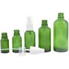Sklenená fľaška, zelená, biely dávkovač, 30 ml