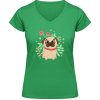 Soft-Style V Tričko Gildan - Motív psíka s kvetinkou - Irish Green - XL - Dámske