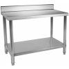 Royal Catering Pracovný stôl z ušľachtilej ocele - 120 x 60 cm - nosnosť 250 kg - s lemom RCAT-120/60-N