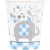 Papierové kelímky Sloník s kvetinami modrý