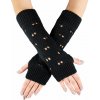 VFstyle čierne pletené návleky na ruky Hearts 30 cm