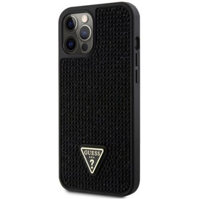 Púzdro Guess Rhinestones Triangle Metal Logo iPhone 12/12 Pro čierne