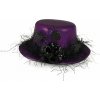 Mini klobúk fialový s čiernym kvetom a pavúčikmi
