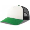 Atlantis Headwear Kšiltovka Rapper-S, 5 panelová, Trucker COT330262y0699-white/black UNI Bílá/černá/zelená