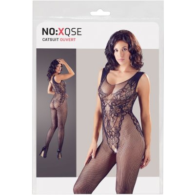 NO: XQSE - sleeveless, open fishnet overalls with body optics black