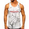 Bolf pánske tank top tričko boxerského strihu s potlačou 14845 biele