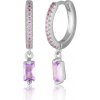 JVD SVLE3150XH2F100 - Strieborné náušnice krúžky s fialovými zirkónmi