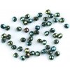 Sklenené korálky brúsené ohňovky 3 mm - 23980/21455 zelená tmavá (5 g)