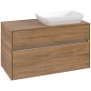 VILLEROY & BOCH Collaro závesná skrinka pod umývadlo na dosku (umývadlo vpravo), 2 zásuvky, s LED osvetlením, 1000 x 500 x 548 mm, Oak Kansas, C111B0RH