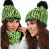 Fashionweek Dámsky zimný set čiapka a nákrčník s brmbolcom S2476 Farba: Limonkka neon, Veľkosť: Universal