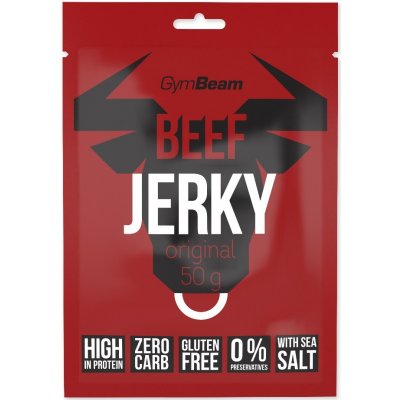 GYM BEAM GymBeam Sušené mäso Beef Jerky 50g Príchuť: barbecue