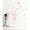Nálepka na stenu pre dievčatko ružový zajačik s balónmi 92 x 55 cm