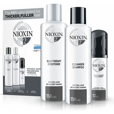 Nioxin System 2 Cleanser šampon 150 ml + System 2 Cleanser šampon 150 ml + System 2 Scalp Revitaliser kondicionér 40 ml System 2 Scalp Treatment Pro jemné a chemicky neošetřené vlasy dárková sada Veli