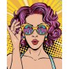 Diamantové maľovanie (bez rámu) - POP-ART žena s ružovými vlasmi