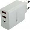 Canyon CNE-CHA08W, univerzálna nabíjačka do steny, 2x USB, 5V/2.4A + 1xUSB-C Quick Charge, Smart IC, biela
