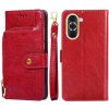 Peňaženkové kožené puzdro ZIPPER BAG na Huawei Nova 10 – Červená