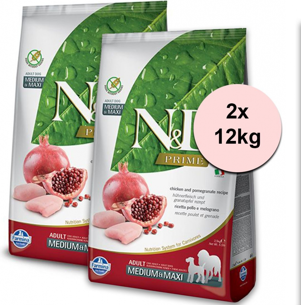 N&D Grain Free Dog Adult Maxi Chicken & Pomegranate 2 x 12 kg