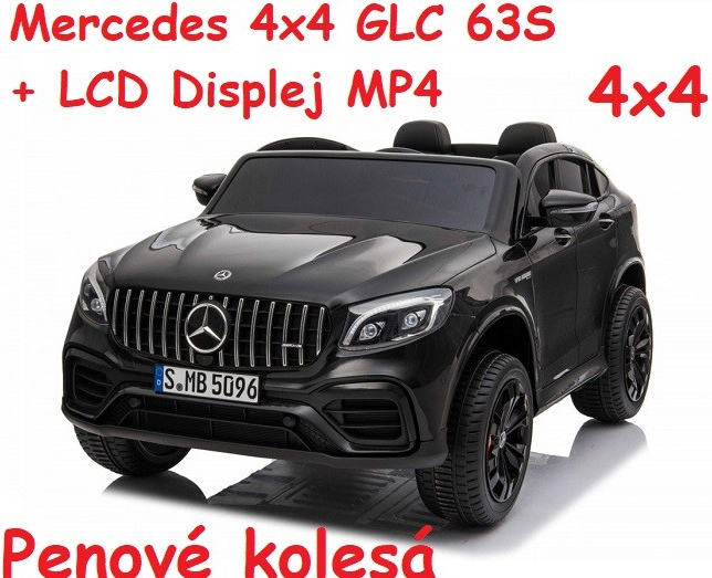 Joko Elektrické autíčko Mercedes 4x4 GLC 63S LCD Displej MP4 penové kolesá kožené sedadlo čierná