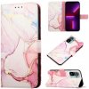 Peňaženkové kožené puzdro Marble Flip na Xiaomi Redmi Note 10/10S - Rose Gold