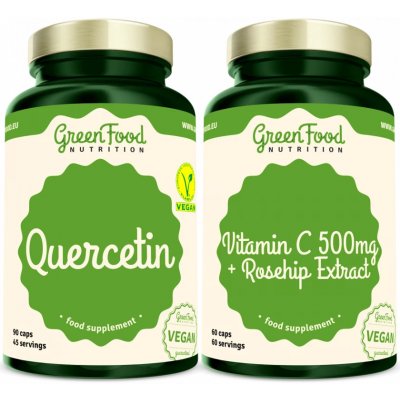 GreenFood Nutrition Quercetin 90 kapslí +Vitamin C 500mg 60 kapslí