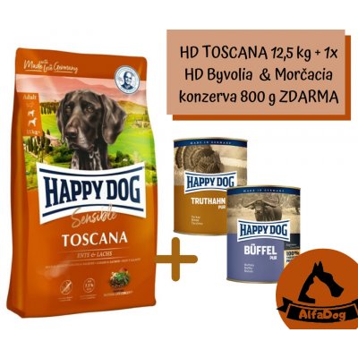 Happy Dog Supreme Sensible Toscana Losos & Kačica 12,5 kg