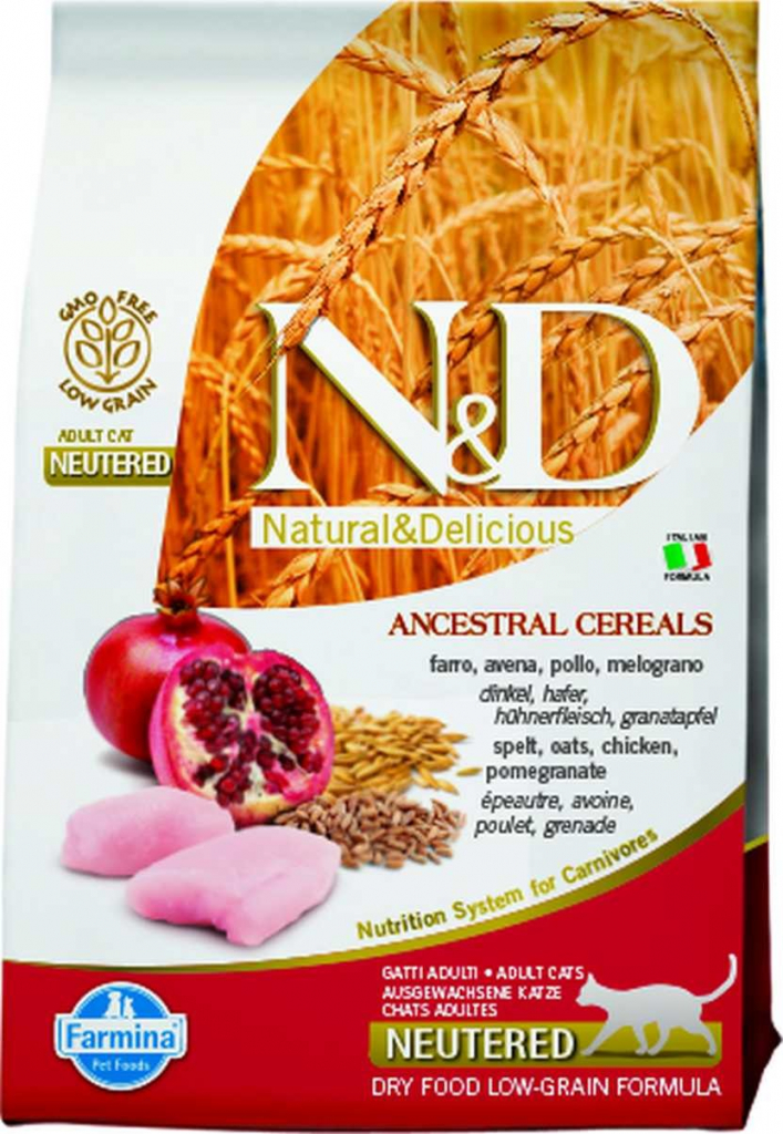 Farmina N&D cat AG adult, neutered, chicken, spelt, oats & pomegranate 1,5 kg